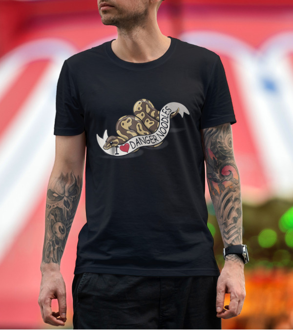 Premium T-Shirt: I Love Danger Noodles Ball Python Art with Heart T-Shirt I Love Danger Noodles Ball Python Art with Heart T-Shirt