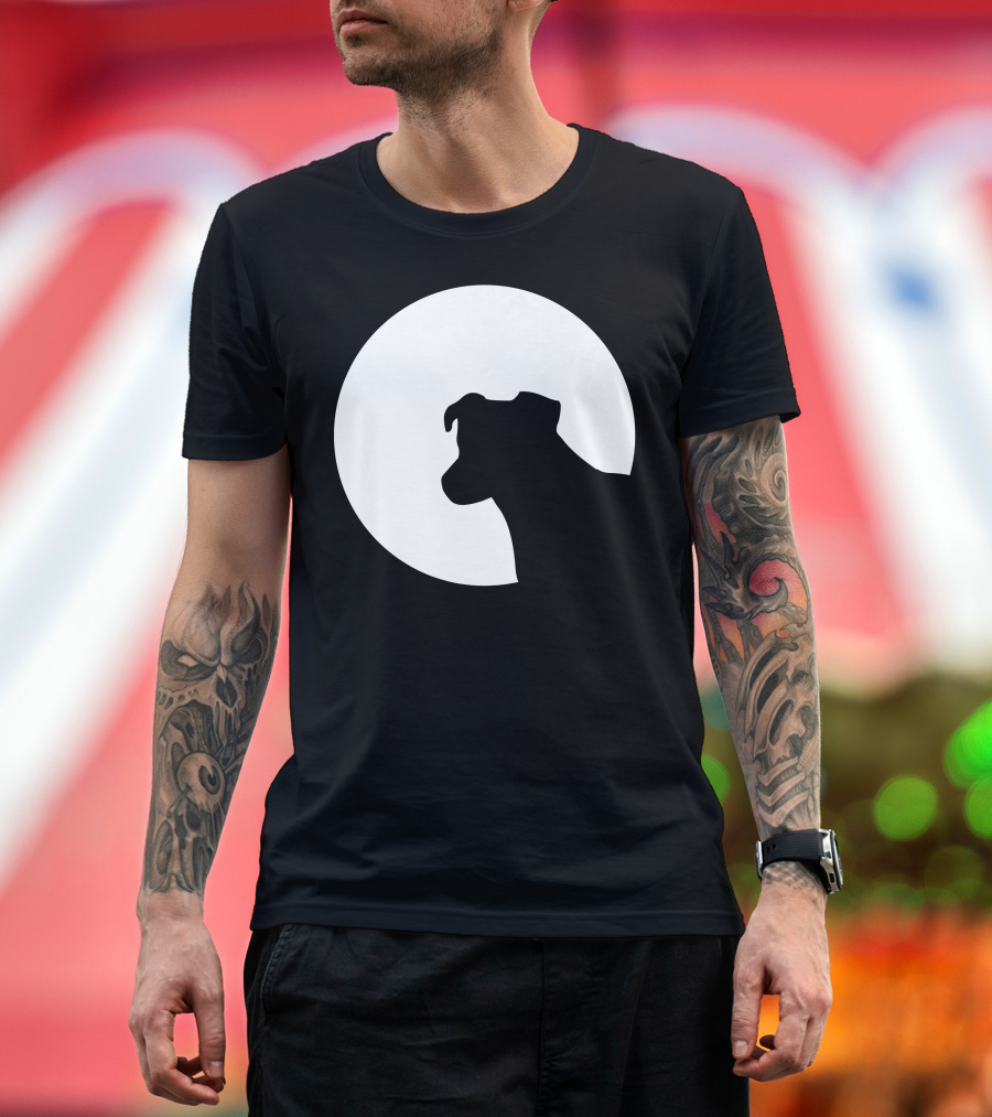 Jack Russell Terrier Silhouette Against Moon Background T-Shirt
