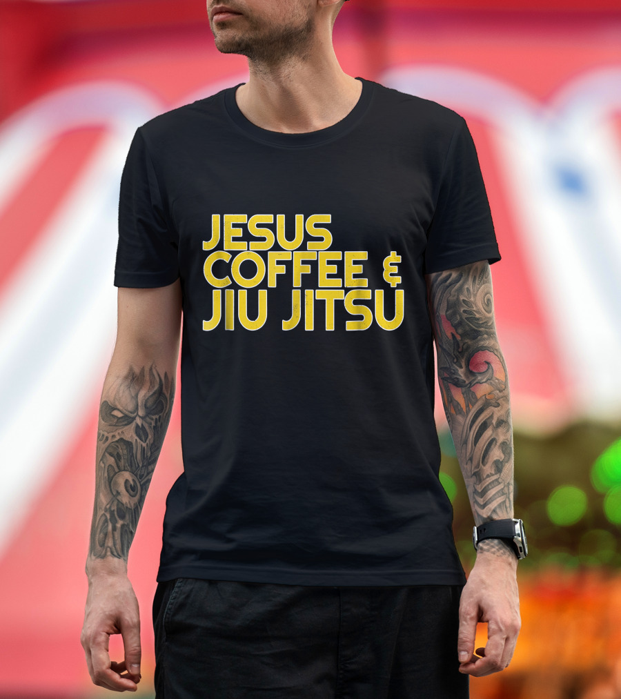 Jesus Coffee and Jiu Jitsu for Christian Enthusiasts T-Shirt