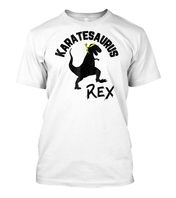 Karatesaurus Rex Dinosaur With Yellow Belt Karate T-Shirt