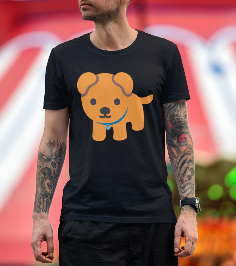 Whats Up Dog Cute Cartoon Orange Puppy with Blue Collar T-Shirt