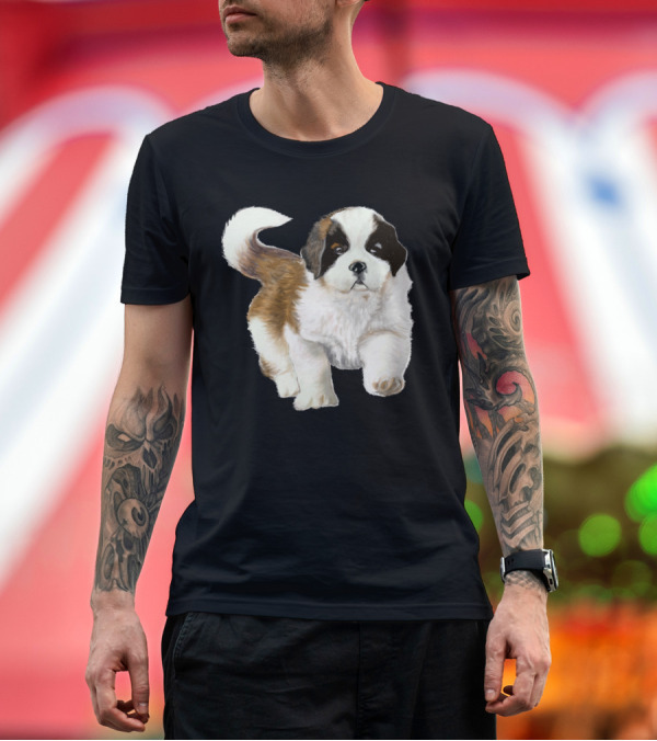 Premium T-Shirt: St Bernard Dog Puppy Playful Pose T-Shirt St Bernard Dog Puppy Playful Pose T-Shirt
