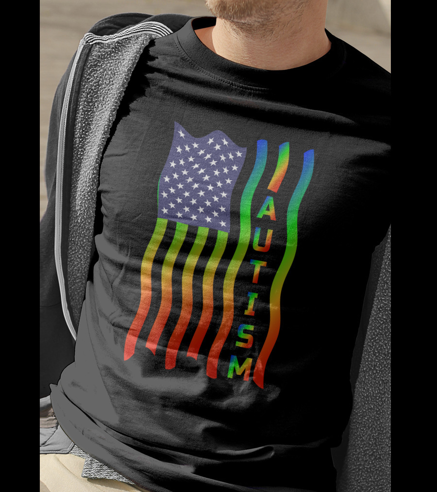 American Flag Autism Awareness Teacher T-Shirt