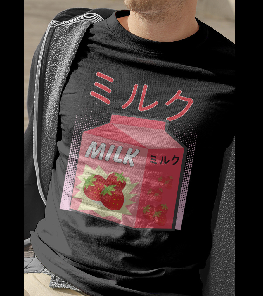 Japanese Otaku Anime Milk Strawberry Milkshake T-Shirt