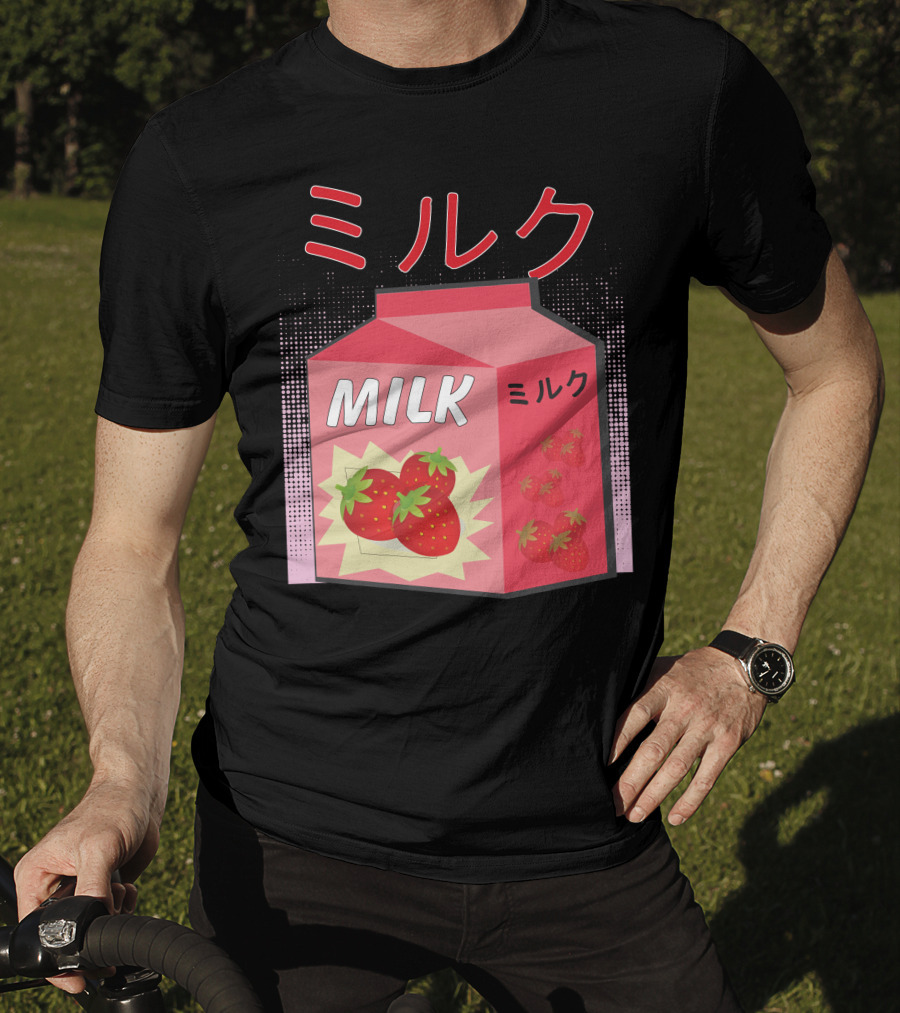 Japanese Otaku Anime Milk Strawberry Milkshake T-Shirt