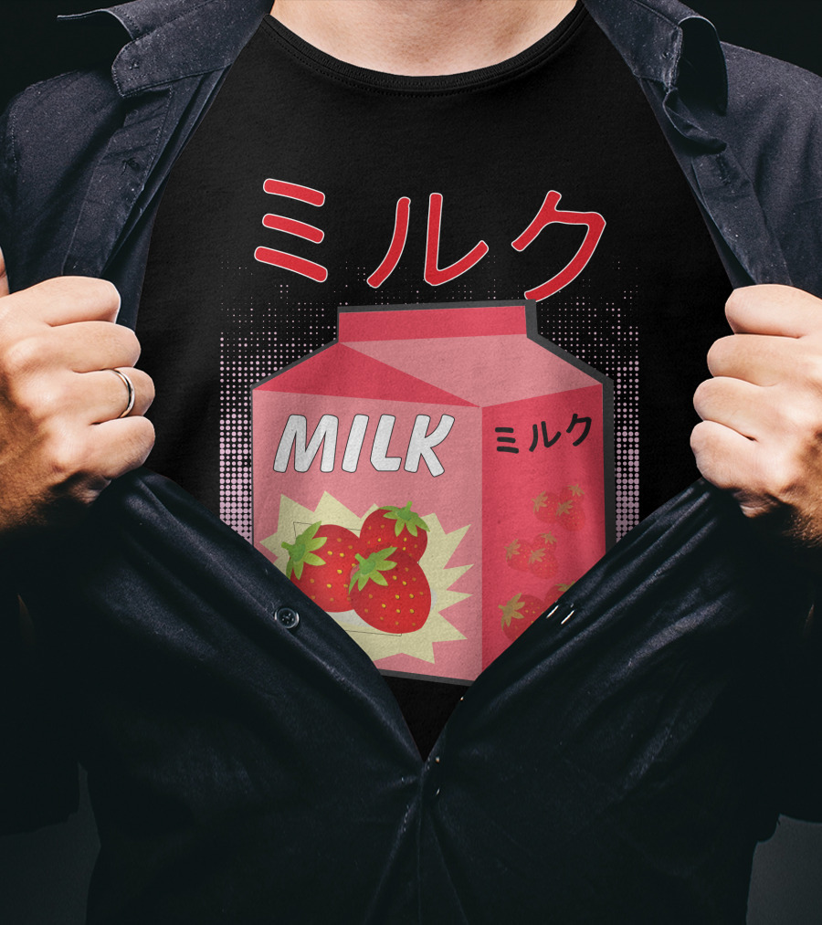 Japanese Otaku Anime Milk Strawberry Milkshake T-Shirt