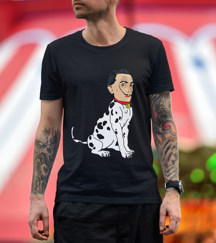 Salvador Dalmatian Surreal Dalí Dog Portrait with Red Collar and S Letter T-Shirt