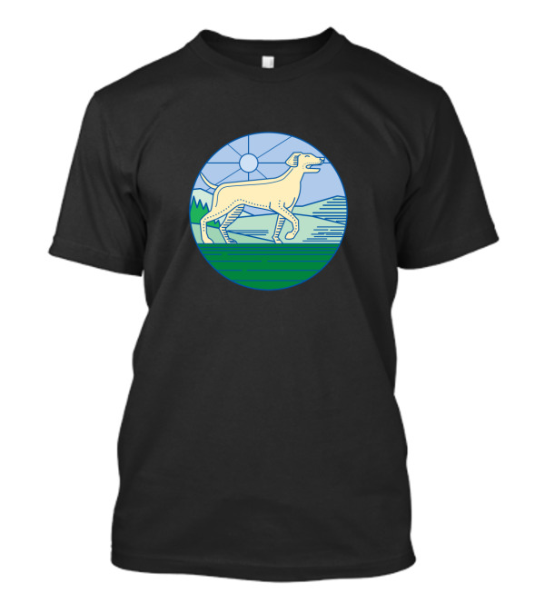 Mono Line English Pointer Dog In Scenic Landscape Circle T-Shirt