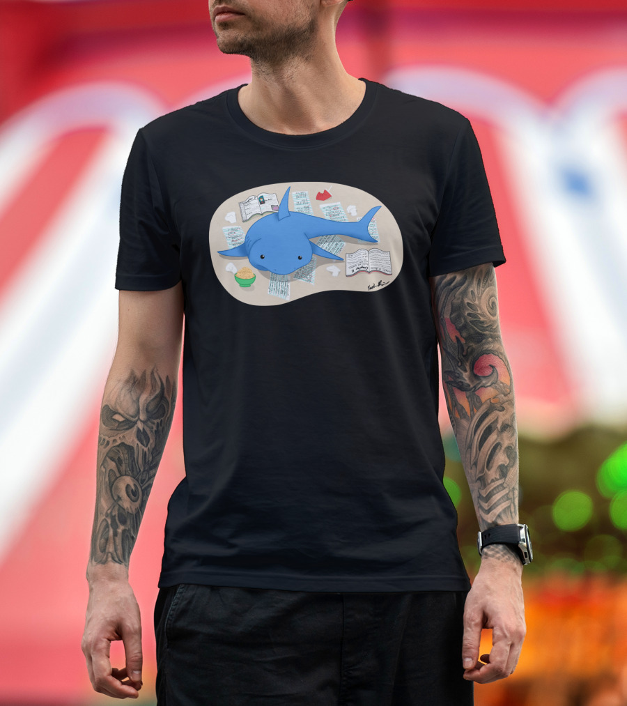 Study Shark Surrounded by Notes and Snacks T-Shirt