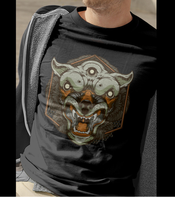 Ferocious Three-Eyed Canine In The Matrix Realm T-Shirt