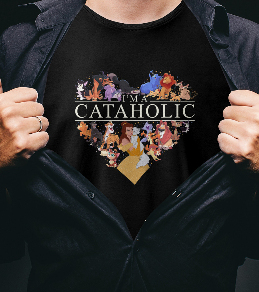 I'm A Cataholic With Heartful Disney Cats T-Shirt