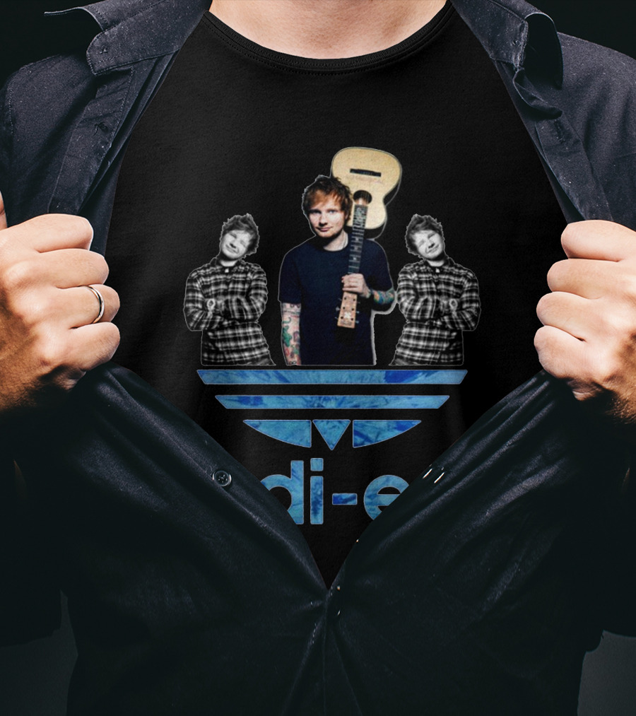 Adi-Ed Sheeran Trio With Guitar And Blue Stripes T-Shirt