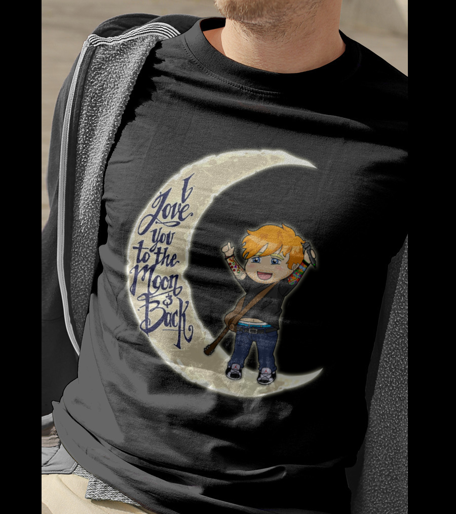 I Love You To The Moon And Back - Cartoon Guitar Character T-Shirt