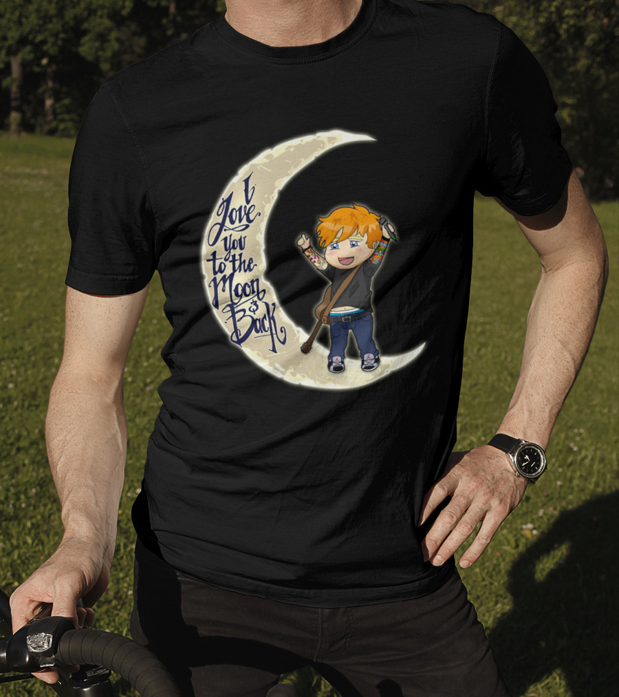 I Love You To The Moon And Back - Cartoon Guitar Character T-Shirt