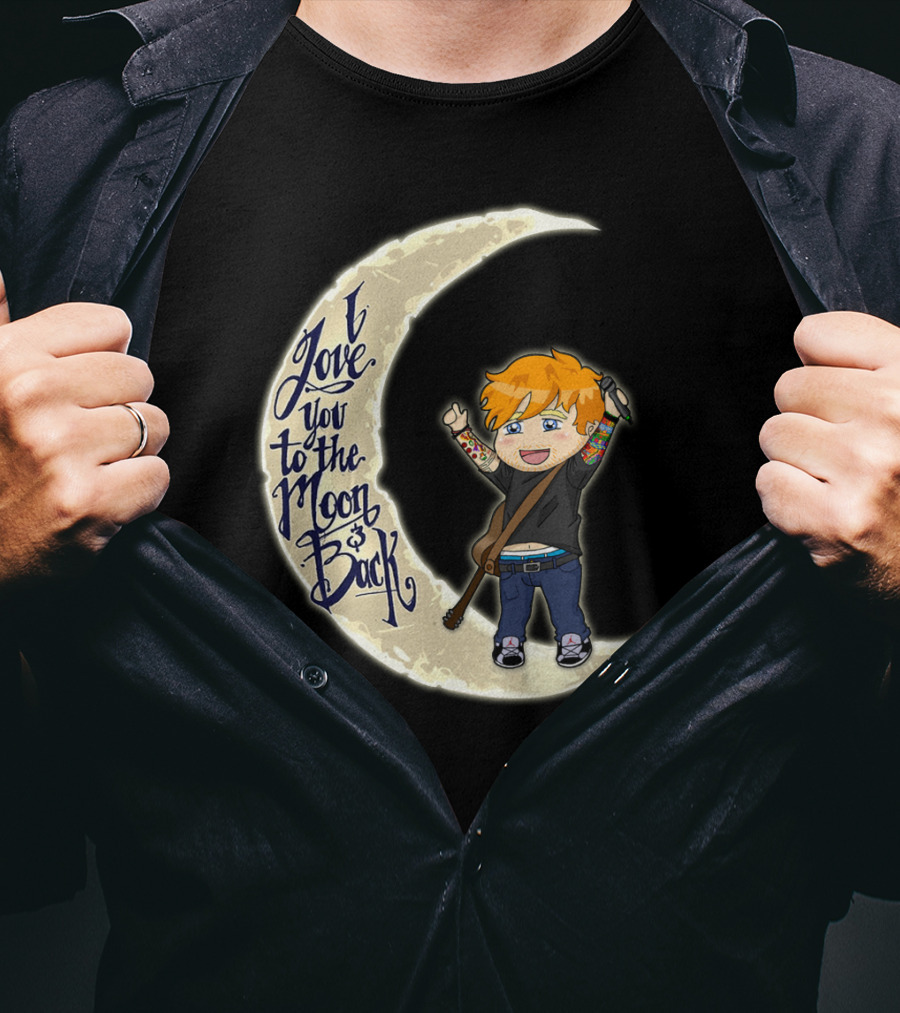 I Love You To The Moon And Back - Cartoon Guitar Character T-Shirt