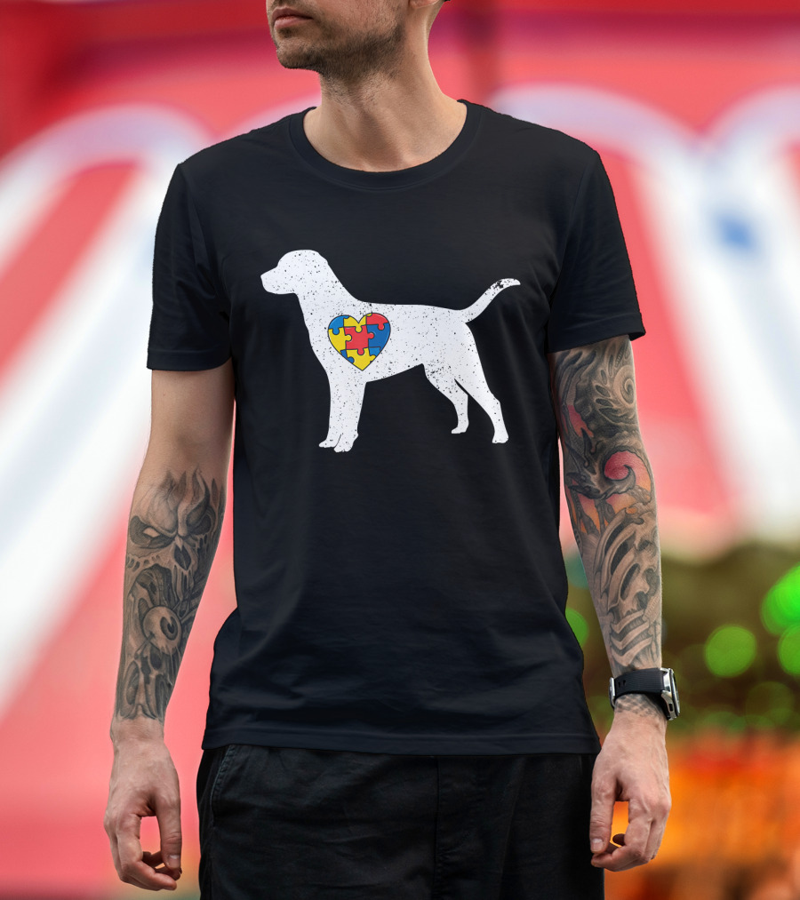 Labrador with Puzzle Heart Autism Awareness T-Shirt