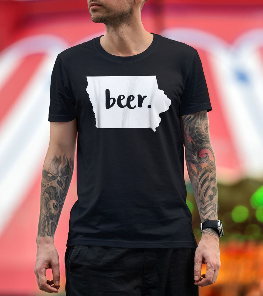 Iowa Beer Drinker Local State Shape T-Shirt