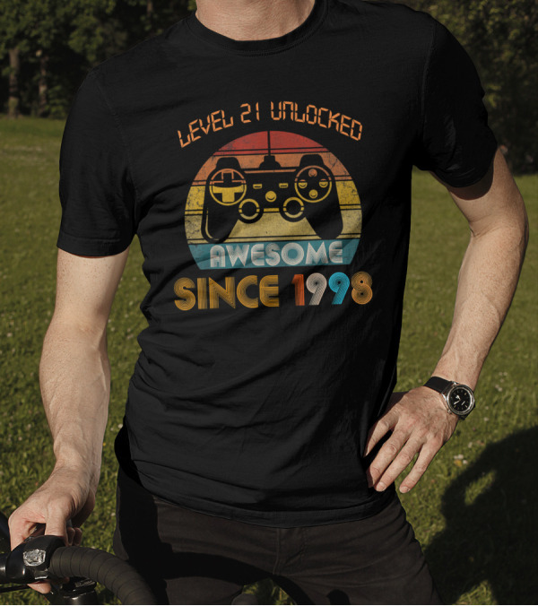Level 21 Unlocked Awesome Since 1998 Gaming Controller Retro T-Shirt