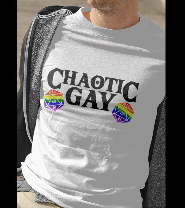 Chaotic Gay Nerdy Pride Alignment Dice Gam T-Shirt