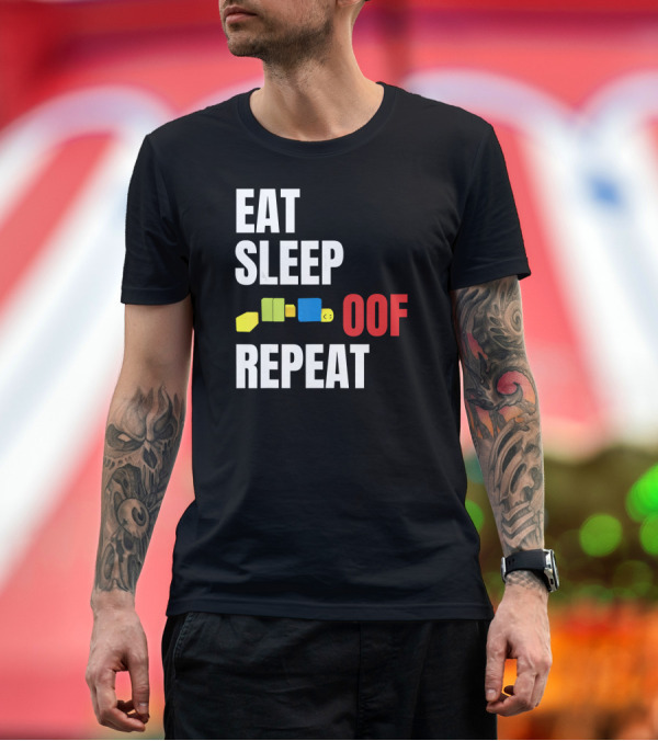 Premium T-Shirt: Eat Sleep Oof Repeat Gamer Blocks OOF T-Shirt Eat Sleep Oof Repeat Gamer Blocks OOF T-Shirt