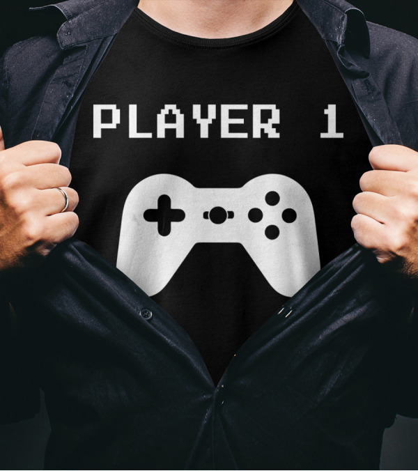 Player 1 Matching Player 1 Player Game Controller T-Shirt