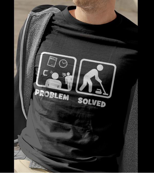 Problem Solved With Curling Bill Clock Curler T-Shirt