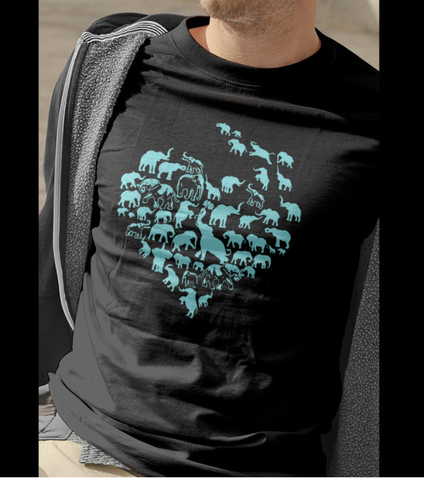 Save The Elephant Heart Made By Elephant Shapes T-Shirt