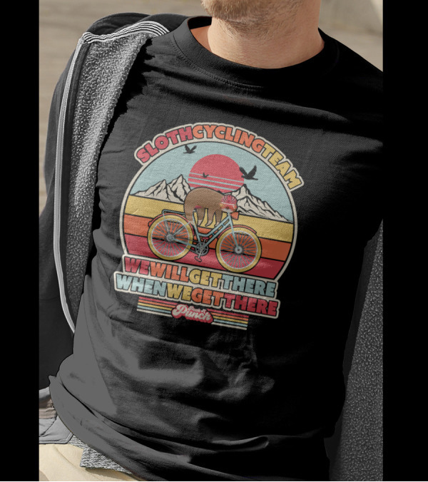 Sloth Cycling Team We Will Get There When We Get There Mountains Sunset Birds Punch Punch T-Shirt