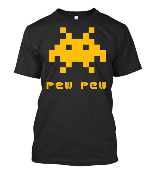 Pew Pew Space Alien Invaders 8 Bit Retro UFO Video T-Shirt