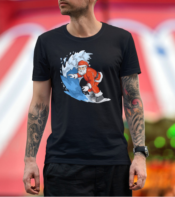 Premium T-Shirt: Surfing Santa Christmas in July Santa Hawa Riding a Wave T-Shirt Surfing Santa Christmas in July Santa Hawa Riding a Wave T-Shirt