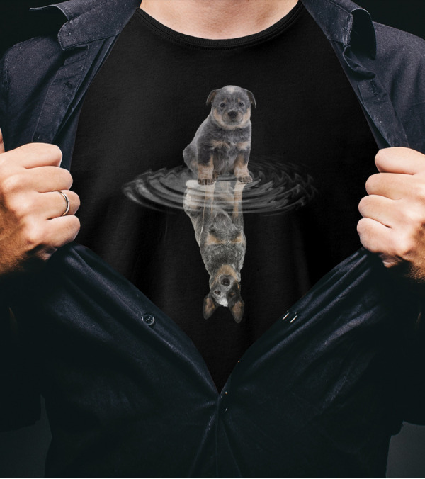Australian Cattle Dog Puppy Water Ripple Reflection T-Shirt