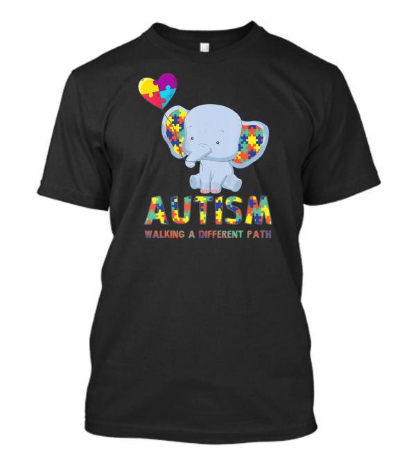 Autism Puzzle Elephant Walking A Different Path T-Shirt