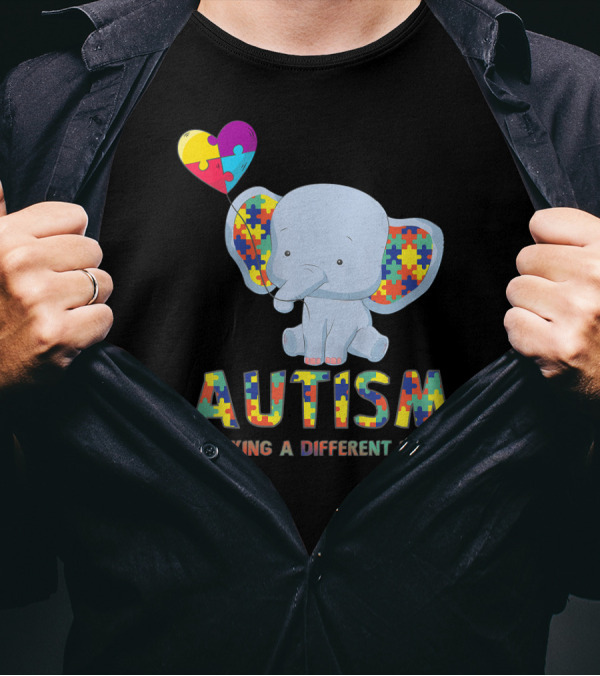 Autism Puzzle Elephant Walking A Different Path T-Shirt