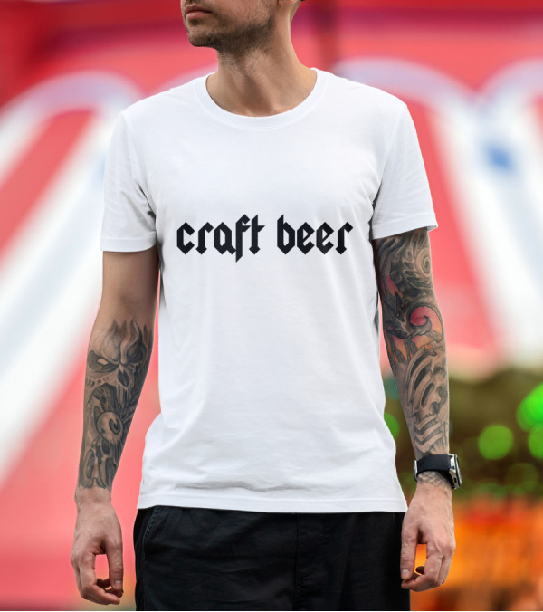 Premium T-Shirt: Craft Beer Rock Retro Style Text Emblem T-Shirt Craft Beer Rock Retro Style Text Emblem T-Shirt