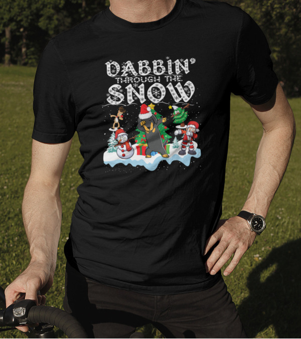 Dabbin' Through The Snow Dachshund Christmas Scene T-Shirt