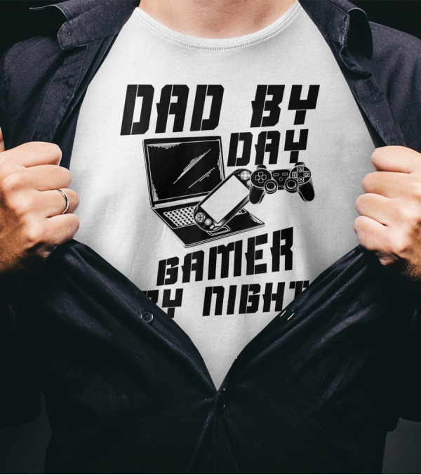 Dad By Day Gamer By Night Laptop Console T-Shirt