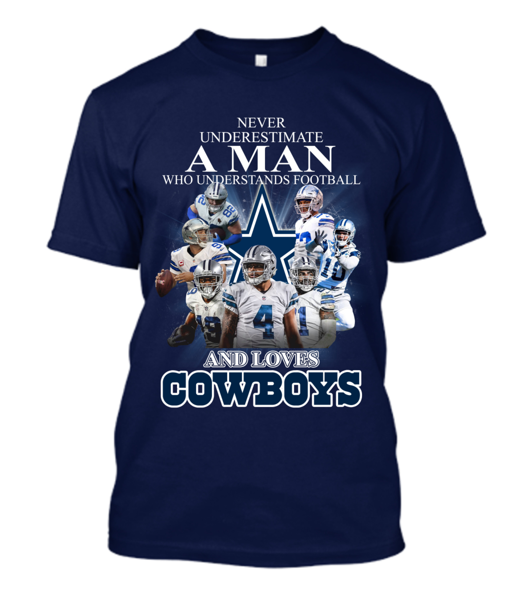 Never Underestimate A Man Who Understands Football And Loves Cowboys T-Shirt