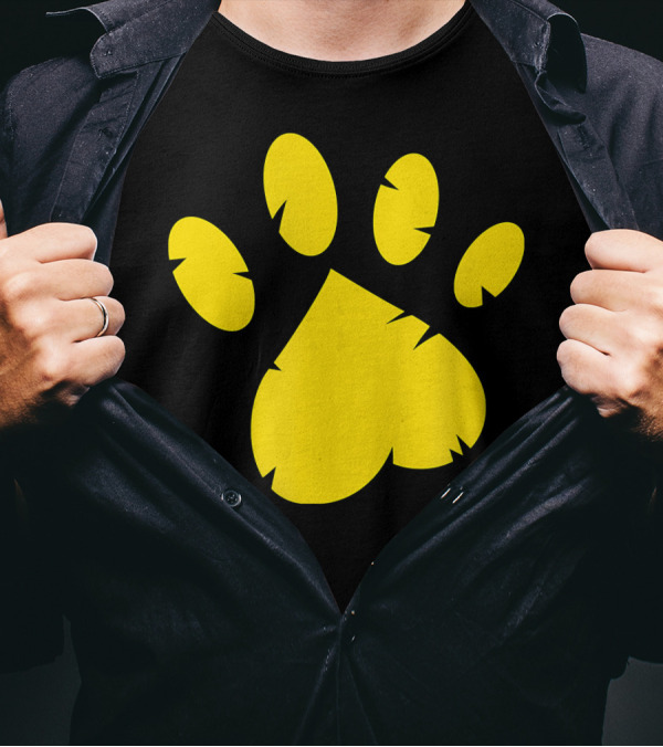 Animal Rescue Red Shirt With Gold Paw Prints T-Shirt