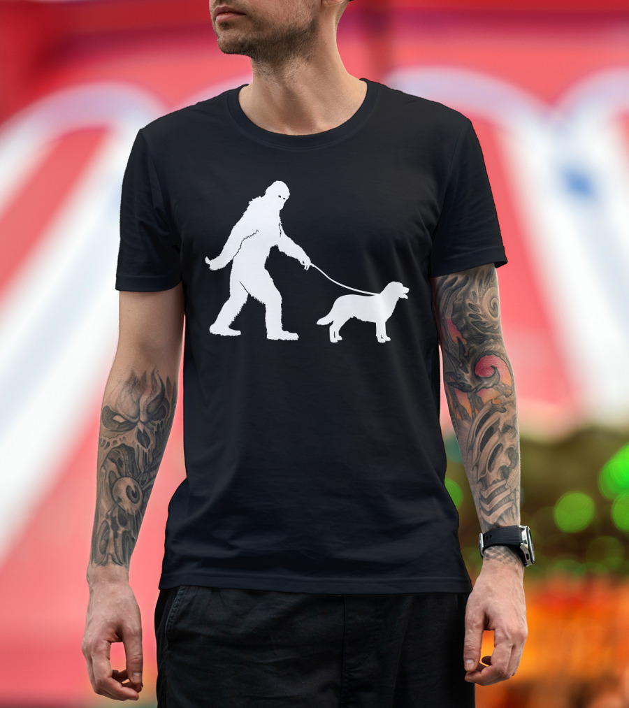 Bigfoot Sasquatch Walking Labrador Dog Love Iconic T-Shirt