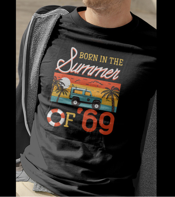 Born In The Summer Of '69 Beach Adventure With Sunset And Surf Van T-Shirt