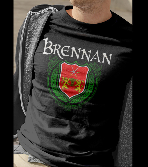Brennan Surname Irish Last Name Family Crest Coat Of Arms T-Shirt