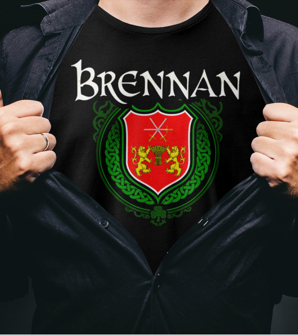 Brennan Surname Irish Last Name Family Crest Coat Of Arms T-Shirt