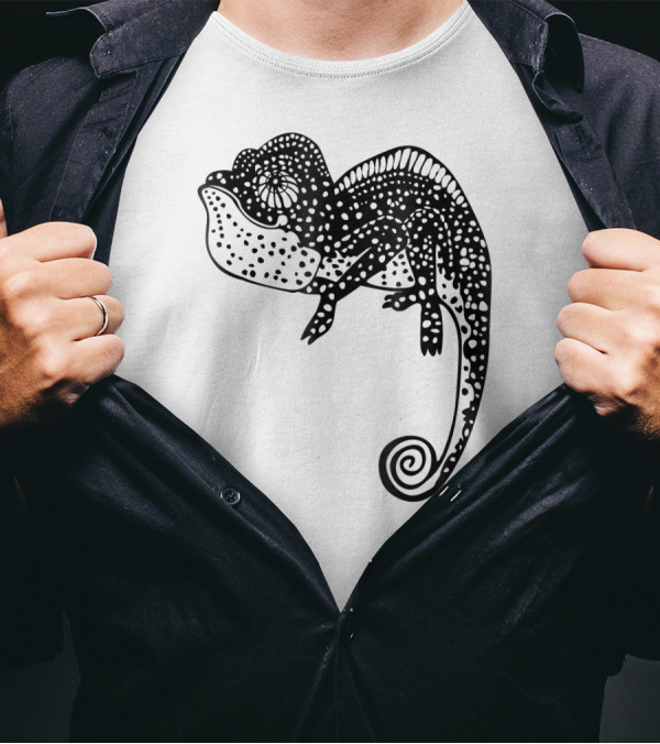 Chameleon Lizard Reptile Iguana Black T-Shirt