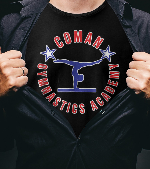 Coman Gymnastics Academy CGA1 Stars Logo Handstand Pose T-Shirt