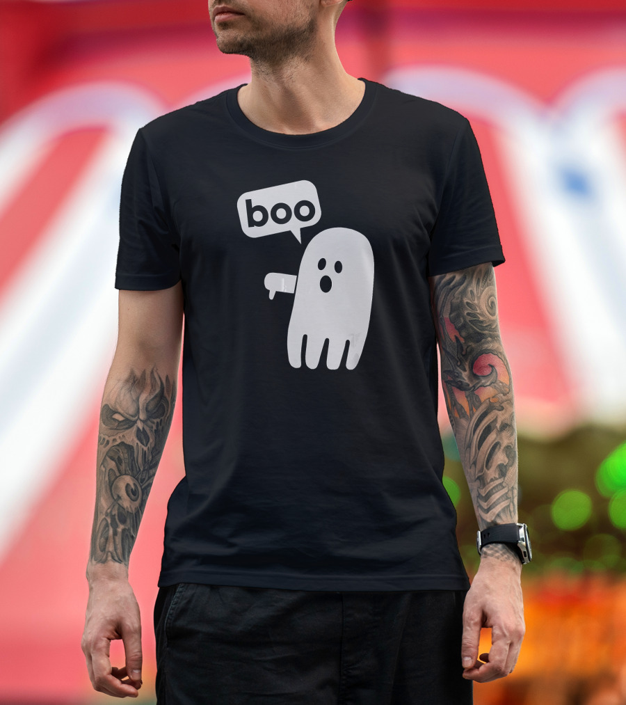 Boo Thumbs Down Disapproving Ghost Speech Bubble T-Shirt