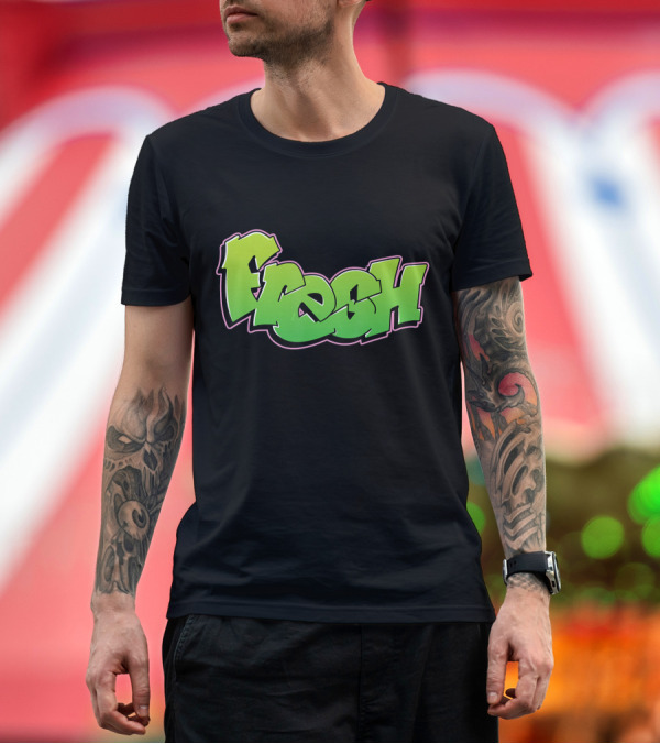 Premium T-Shirt: Fresh Graffiti Style Green Pink Outline T-Shirt Fresh Graffiti Style Green Pink Outline T-Shirt