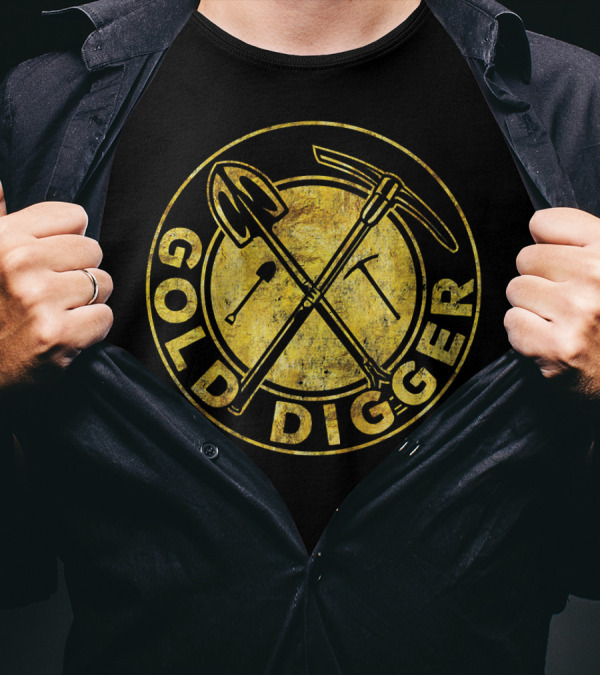 Gold Digger Mining Shovel And Pickaxe Circle T-Shirt