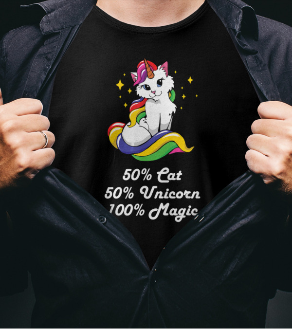 50% Cat 50% Unicorn 100% Magic Caticorn Unic T-Shirt