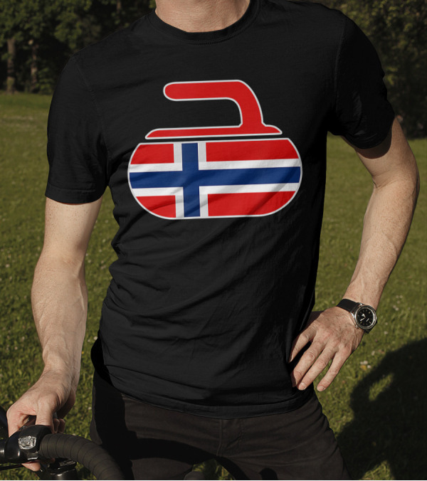 Vintage Norwegian Curling Stone Norway Flag T-Shirt