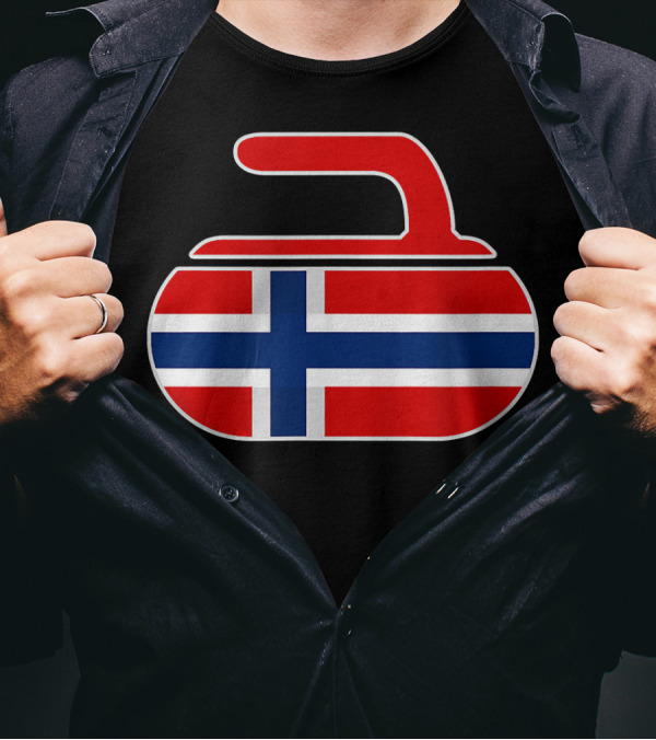 Vintage Norwegian Curling Stone Norway Flag T-Shirt